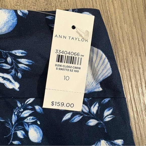 ANN TAYLOR NWT Linen Blend Seashell Navy Halter Dress Sz 10 Coastal Nautical - Picture 6 of 10